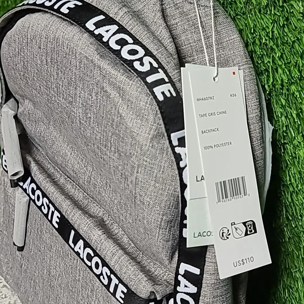Lacoste Men's Neocroc Laptop Pocket Backpack, Tape Grey Chine